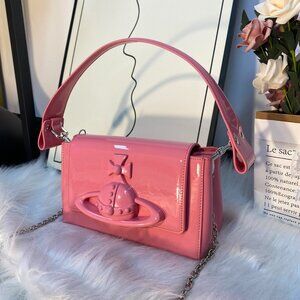 Vivienne Westwood Pink Embossed Shoulder Bag.